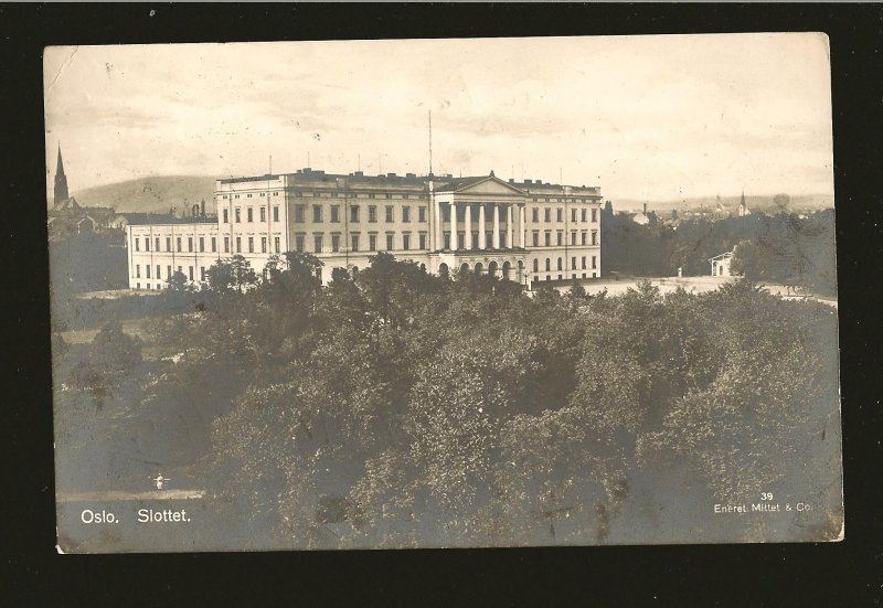 Norway Oslo Slottet Postmarked 1928 Eneret Mittet & Co Real Photo Postcard