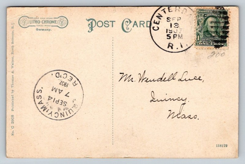 1907  Stage Coach  Hotel Tally Ho  Greenville   Rhode Island Postcard
