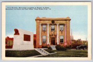 Monument Laviolette & Post Office, Trois Rivieres Quebec, Vintage PECO Postcard