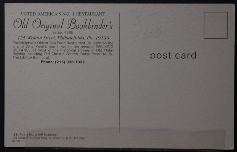 Philadelphia, PA - Dining Room at the Original Bookbinder's Restaurant