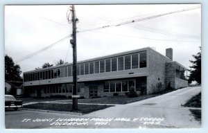 RPPC EDGERTON, Wisconsin WI ~ ST. JOHNS LUTHERAN Parish Hall & School  Postcard