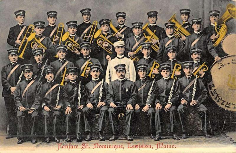 Lewiston Maine Fanfare Str Dominique Band Antique Postcard K46603