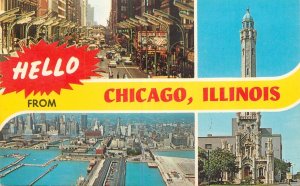 Postcard United States Chicago Illinois aerial view Navy Pier Famed water tower