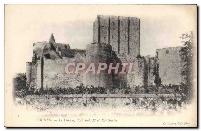 Old Postcard Loches Le Donjon South coast