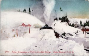 Rotary Snowplow High Sierras Ogden Route SPRR Railway Postcard H61