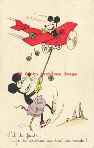Disney, M.D. Paris, Minnie on a Rope Attached to the Airplane Mickey is Flying