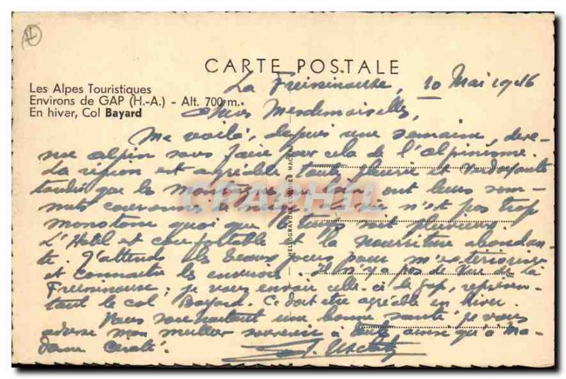 Old Postcard surroundings Gap HA In winter Col Bayard