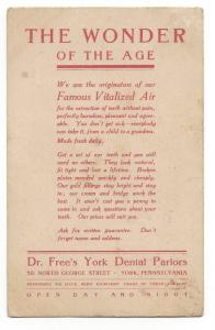 Trade Card Dr Frees York PA Dental Parlors Children Firewood