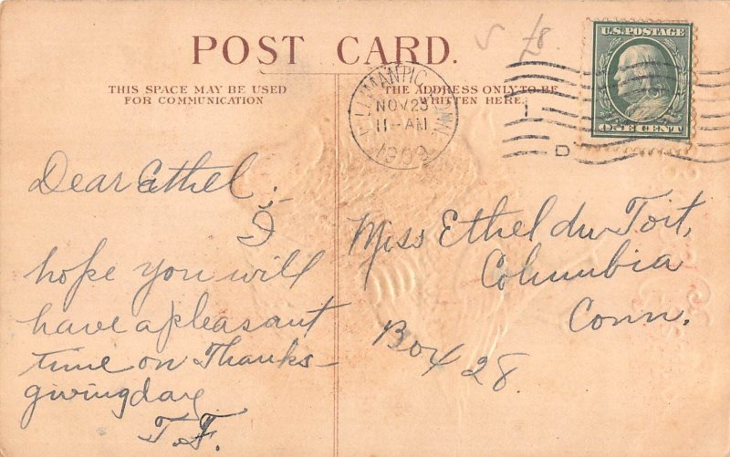 Thanksgiving Greeting 1909 Turkey Poultry Proclamation embossed postcard B989