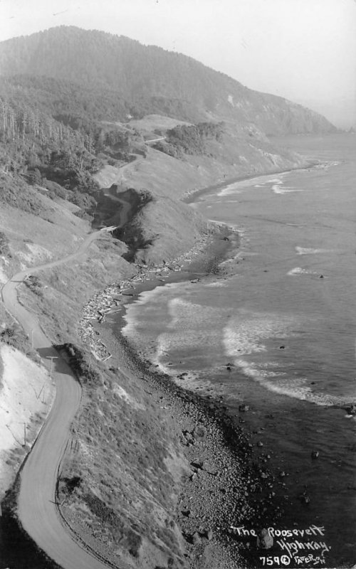 RPPC The Roosevelt Highway, California Route 1 1931 Patterson Vintage Postcard