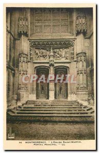 Old Postcard Montmorency church Saint Martin Main Portal
