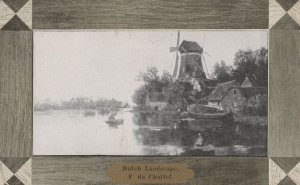 Chattel Dutch Landscape Boats Antique Painting Postcard