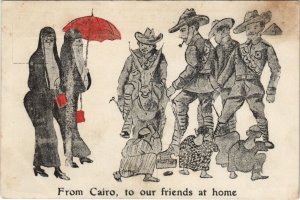 PC EGYPT, HUMOUR, FROM CAIRO TO OUR FRIENDS, Vintage Postcard (b43940)