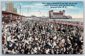 1918 Crowd Of Bathers Near Steel Pier Atlantic City New Jersey Posted Postcard
