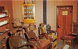 Minden Nebraska~Pioneer Village-Barber Shop View~Shave 10c & Bath 25c~50s PC