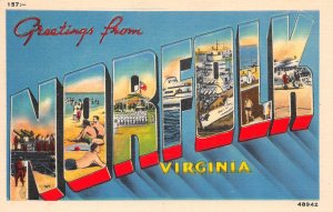 Norfolk, Virginia, Greetings From Norfolk, Large Letters, AA 371-12