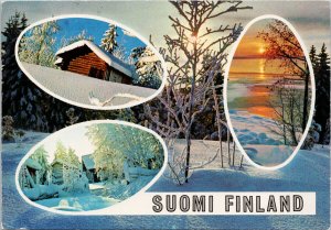 Suomi Finland Winter Multiview Giovanni Trimboli Postcard C8