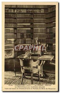 Postcard Old Combourg Chateau Interior of bibilotheque Chateaubriand Books Mm...