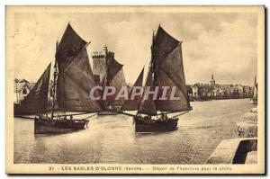 Old Postcard Boat Les Sables d & # 39Olonne tuna vessels to Depart for fishing