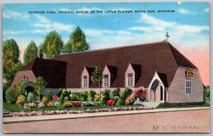 Royal Oak Michigan 1940s Postcard Exterior Shrine Of The Little Flower Church