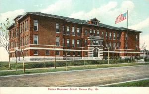 c1907 Printed Postcard; Benton Boulevard School, Kansas City MO Unposted