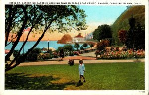 Hotel St. Catherine Gardens, Sugar Loaf Casino Catalina CA Vintage Postcard I53