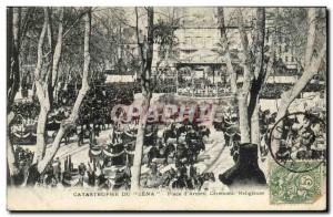 Old Postcard From Disaster Jena Place d'Armes Religious Ceremony Boat Toulon