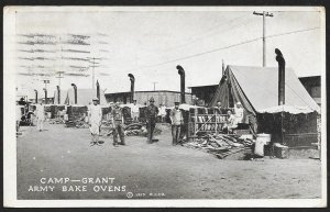 Camp Grant Bake Ovens & Soldiers Illinois Used c1917