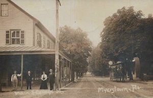 RPPC Postcard Main and College Streets Myerstown PA