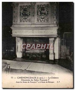 Old Postcard Chenonceaux I and L Chateau Fireplace Lounge of Francois I with ...