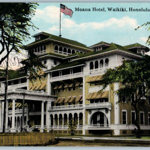 c1910s Waikiki, Honolulu, HI Moana Hotel Fancy Building Hawaii Territory PC A188
