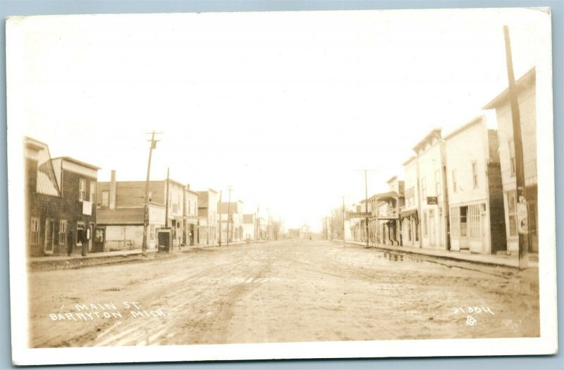 BARRYTON MI MAIN STREET ANTIQUE REAL PHOTO POSTCARD RPPC