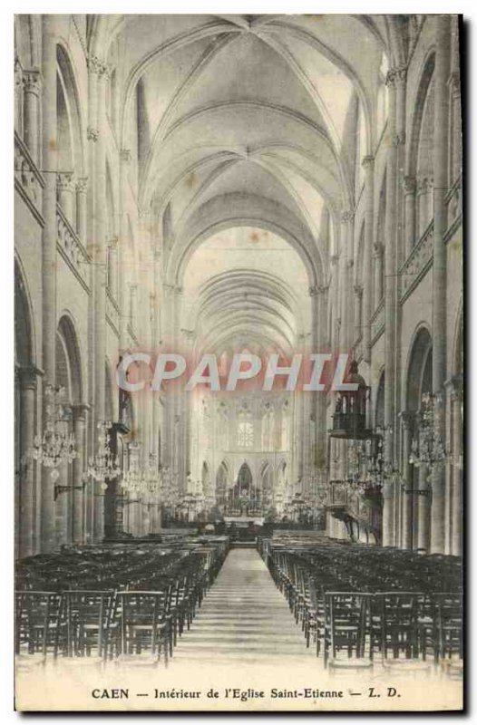 Old Postcard Caen Interior L & # 39Eglise Saint Etienne