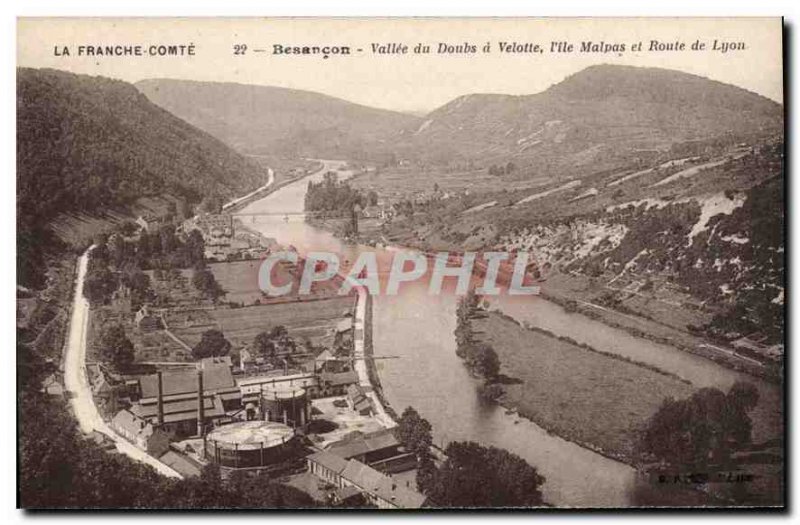 Old Postcard Besancon Doubs Valley has Velotte the island Malpas and Lyons road