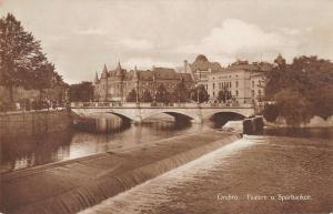 Orebro Sweden view of town waterway bridge walkway real photo pc Y13932