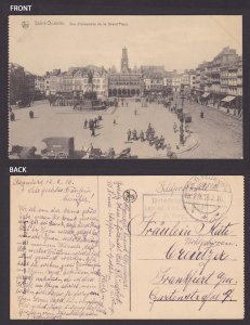 GERMANY 1916, Fieldpost card to Frankfurt, Saint-Quentin, France, WWI