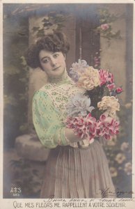 RP: Que mes fleurs me Rapplent a Votre Souvenir, Woman & flowers, 1910-20s