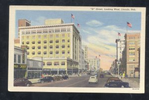 LINCOLN NEBRASKA DOWNTOWN O STREET SCENE OLD CARS VINTAGE POSTCARD