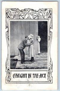 Winnebago MN Postcard Couple Romance Kissing Caught In The Act c1910's Antique