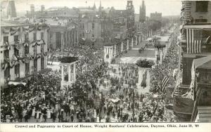 1909 Printed Postcard; Crowd at Wright Brothers' celebration, Dayton OH Unposted