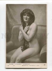 3077694 NUDE Lady BELLE w/ mantilla by HANRIOT old SALON 1912