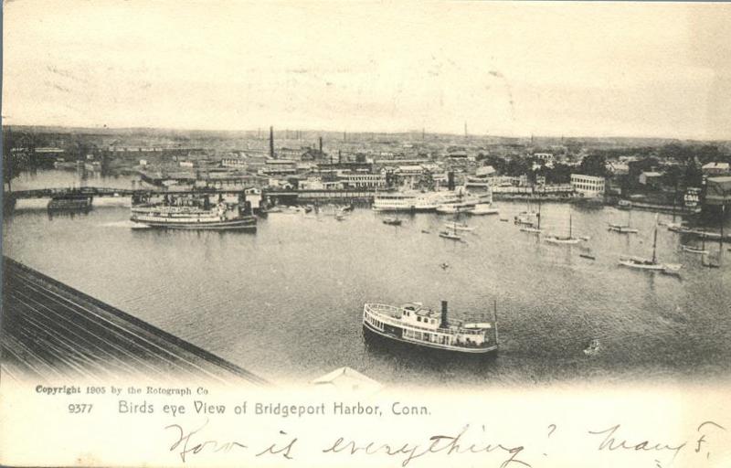 Bird's Eye View of Bridgeport Harbor CT, Connecticut - pm 1906 - UDB