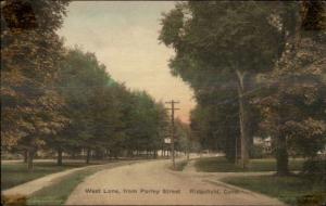 Ridgefield CT West Lane From Parley St. Hand Colored c1920 Postcard