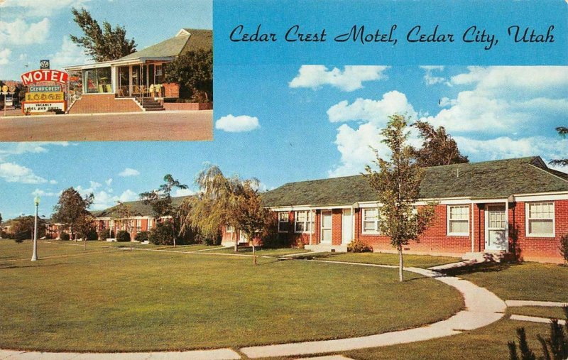 CEDAR CITY, Utah~UT   CEDAR CREST MOTEL  Roadside  IRON CO  c1950's Postcard