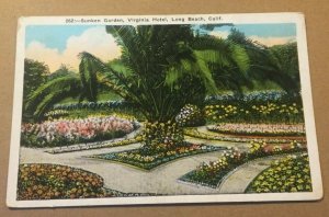 VINTAGE UNUSED POSTCARD SUNKEN GARDEN, VIRGINIA HOTEL, LONG BEACH, CAL.