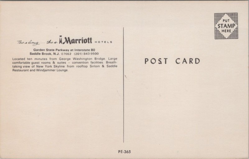 Marriott Hotels Saddle Brook New Jersey Vintage Postcard C214