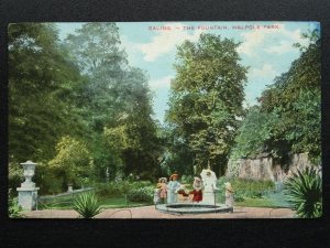 London EALING Walpole Park & The Fountain c1909 Postcard by Charles Martin