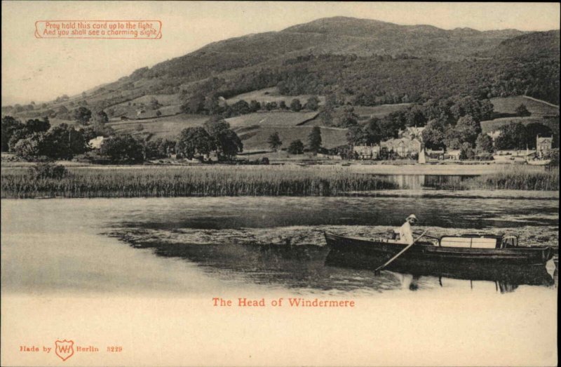 Windermere England The Head HTL Hold to Light TURNS TO COLOR c1910 Postcard