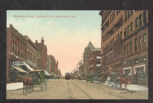 ANDERSON INDIANA DOWNTOWN MERIDIAN STREET SCENE VINTAGE POSTCARD