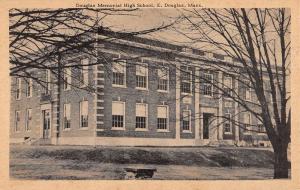 E Douglas Massachusetts Memorial High School Exterior Antique Postcard K13349